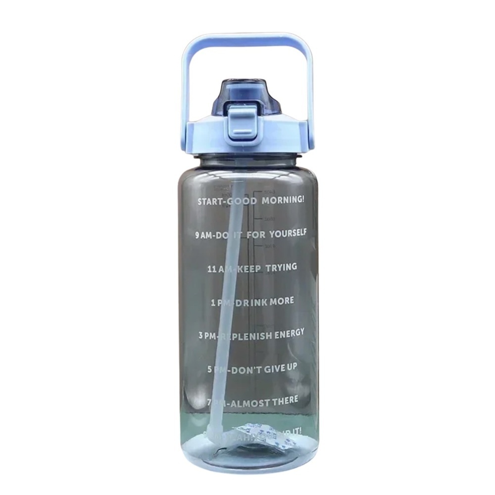 2000ml Motivational Water Bottle – 67oz with Time Markers & Straw